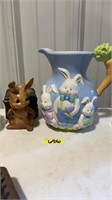 EASTER PITCHER & BUNNY FIGURINE