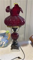 CRANBERRY GLASS PARLOR LAMP