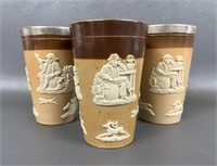 Antique Royal Doulton Silver Rim Beaker Cups (3)