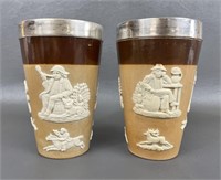 Antique Royal Doulton Silver Rim Beaker Cups (2)
