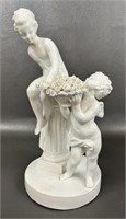 French Porcelian Goddess & Cherub Figurine