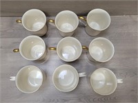 (9) Lenox Gold & Cream Mugs