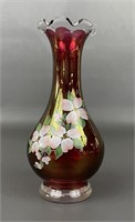 Westmoreland Cranberry Handpainted Bud Vase