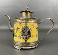 Antique Chinese Porcelain & Tibetan Silver Teapot