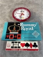 Rummy Royal and Cribbage board games and Betty