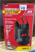 Submersible Utility Pump, 1/6HP, 1680GPH