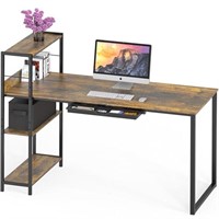 SHW 46-Inch Mission Desk with Side Shelf, Rustic