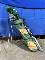 Miller golf bag with umbrella and Northwestern