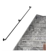 DIYHD 6.6FT Stair Black Pipe Handrail with 3 Wall