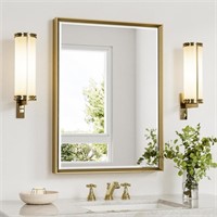 QueenFun Gold Bathroom Mirror, 30x40 Big