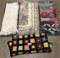 Handmade Afghan, 3 Throw Blankets.