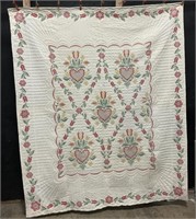 Handmade Cross Stitched Bed Coverlet.