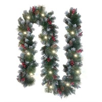 Plug in Christmas Garland with Lights 9ft Prelit