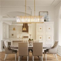 Moooni Modern Rectangular Chandelier Gold Dining