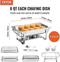 VEVOR Chafing Dish Buffet Set, 8 Qt 6 Pack,