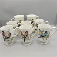 8- COFFEE TEA CUPS BIRDS OF A FEATHER