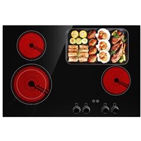 GTKZW Electric Cooktop 30 Inch, 6800W Ceramic