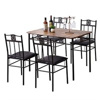 VECELO Dining Table Set with 4 Chairs, Retro