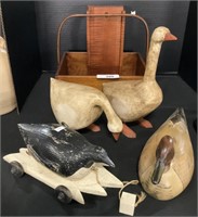 Duck Decoy, Bird Decor, Wooden Wine Holder, Box.