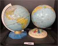 Vintage Metal Educational World Globes.