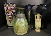 Carnival Glass, Frankoma Pottery Vases.