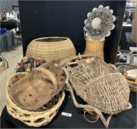 10 Handwoven, Decorative Basket Lot.