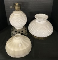 Milk Glass Oil Lamp (Elec), Vintage Glass Light