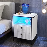 LVSOMT RGB Nightstand with Wireless Charging