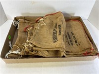 LOT OF 6 PLANTERS PEANUT & OTHER BURLAP BAGS