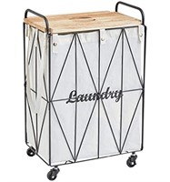 Mxfurhawa Iron Wire Laundry Hamper With Rolling