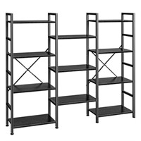 SUPERJARE Triple 4 Tier Bookshelf, Bookcase with