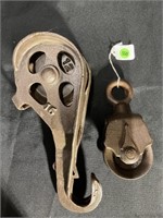 LOT OF 2 STEEL PULLEYS