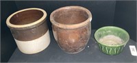 Red Stoneware Crock & Jug, Floraline Pottery