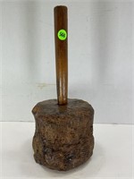 PRIMITIVE WOOD MALLET HAMMER TOOL - 12"