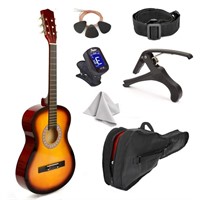 38" Wood Guitar With Case and Accessories for