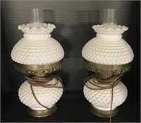 Vintage Milk Glass (elec) Oil Lamps.