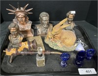 Copper Abraham Lincoln Figurines, Carved Tobacco