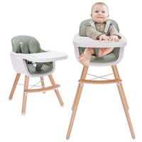 Mallify 3-in-1 Convertible Wooden High Chair,Baby