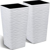WORTH 2-Pack Tall Tapered Planter Plastic White