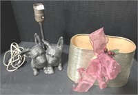 Vintage Cast Iron Dog Lamp W/ Shade.