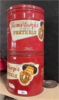 Vintage Large Tom Sturgis Pretzel Tins.;
