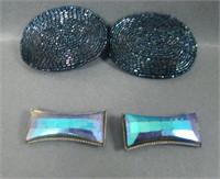 Four Vintage Beaded Carnival Glass Shoe Clips
