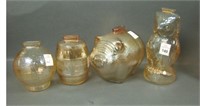 Lot of Four Marigold Figural Carnival Glass Banks