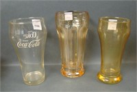 Four Vintage Marigold Carnival Glass Soda Glasses