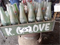 wooden KC Love bottle crate w/ assorted bottles