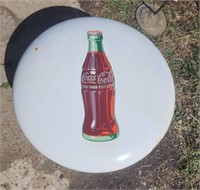 1950s  porcelain button Coca-Cola sign 24".