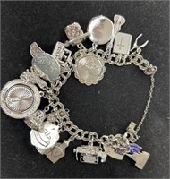 Sterling Silver Bracelet W/ Sterling Pendants.