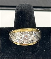 Large 14KT GE Gold Ring W/ Center Stone.
