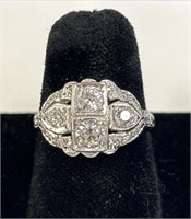 14KT Stunning Filigree Diamond Cocktail Ring.