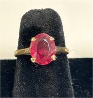 14KT Gold Ring W/ Red Ruby.